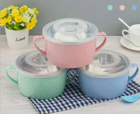 Stainless Steel Tableware Bowl with Double Handle