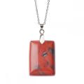 Collier de pendentif en pierres précieuses naturelles Rectangle Chakra Red Jasper avec chaîne en argent