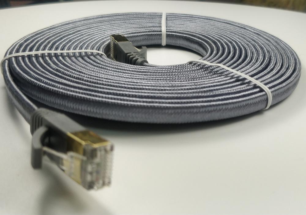 Cat7 plat nylon gevlochten met RJ45 Lan-draad