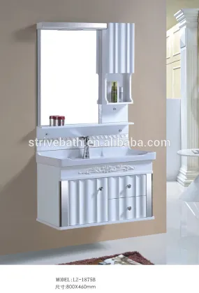 Sanitary ware pvc bathroom vanity with mirror cabinet