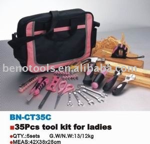 China manufacturer pink 35pcs tool bag for ladies Uk Style