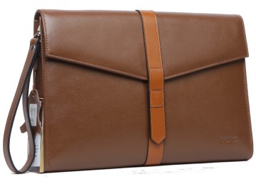 Hot-selling Stylish Contrast Color Good Workmanship Soft Leather A4 Business Portfolio with Snap Closure