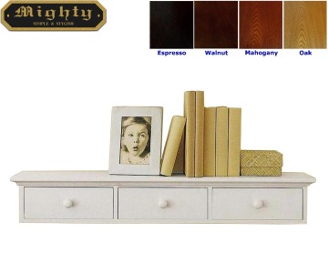 Wooden 3 Drawer Decorative White Wall Shelf With Drawer