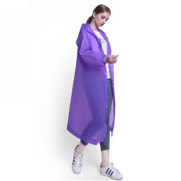 Portable Reusable Rain Poncho with Hood and Elastic Cuff Sleeves - EVA Rain Coat