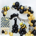 Yellow Gold Black Balloon Garland Bee Theme 1st Birthday Party Balloon Arch Kit Baby Shower Balloon Decorations