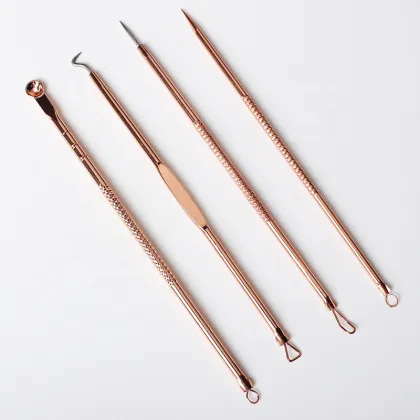 4PCS Stainless Steel Tool Rose Gold Blackhead Remover Set - Blackhead Remover Kit