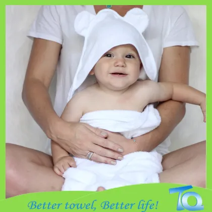 Bamboo Fiber Baby Hooded Towel With Embroideried
