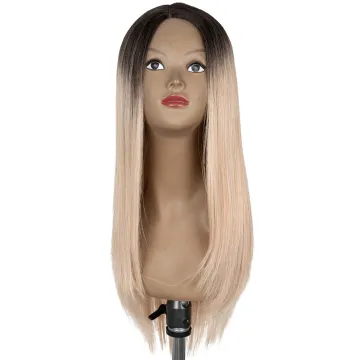REBECCA 26 inches Lace Front Wigs heat high temperature ombre pink middle part silk straight wave T Part wig Synthetic Hair Wigs