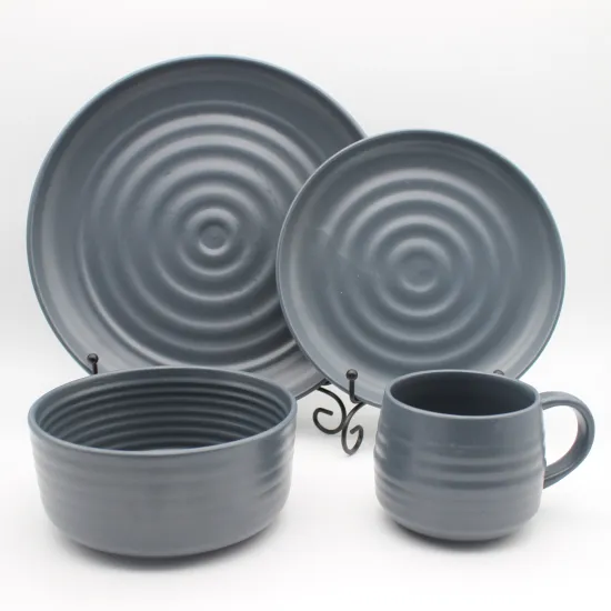 24pcs textured color glazed stoneware dinnerware sets