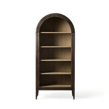 Midcentury Hattie Open Bookcase: Solid Wood Display Shelf for Living Room