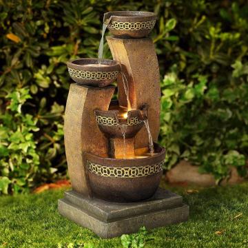 Fountana d'acqua per pavimenti per esterni a quattro ciotole