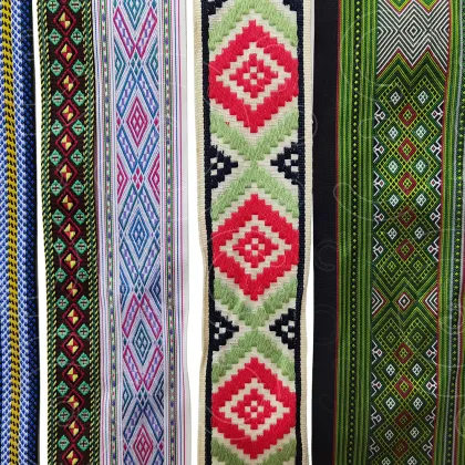 Ethnic style multicolored jacquard ribbon
