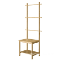 Space-Saving Bamboo Furniture: Multi-Functional Rack for Bathroom Shelving, Storage, Chair Seat, and Towel Holders