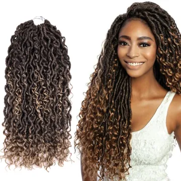 20 Strands 20inches Long Goddess Locs Crochet Twist Braids Hair Ombre Brown Braiding Hair Women Synthetic Hair Extensions
