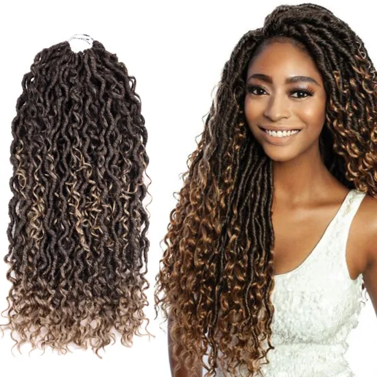 20 Strands 20inches Long Goddess Locs Crochet Twist Braids Hair Ombre Brown Braiding Hair Women Synthetic Hair Extensions