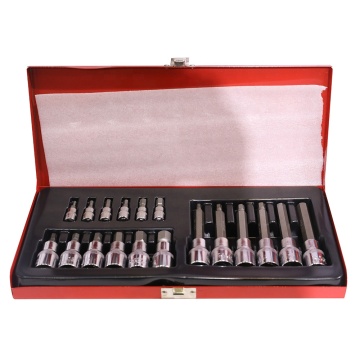 VIKTEC 19pc 1/4 and 1/2 Dr. Hex Type Bit Socket Set (VT07013)