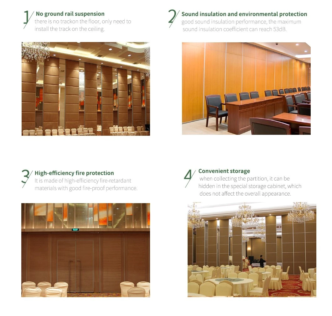 High Sound Insulation Movable Partition Walls for Hall Movable Wooden Walls for Meeting Room