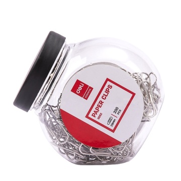 DELI E0052 Silver Paper Clip 29mm - High Quality Nickel Plated Round Clip (200 Pieces/Barrel)