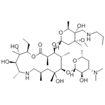 1-Oxa-6-azaciclopentadecan-15-ona, 13 - [[2,6-didesoxi-3-C-metil-3-O-metil- 4-C - [(propilamino) metil] -aL-ribo-hexopiranosil ] oxi] -2-etil-3,4,10-tri-hidroxi-3,5,8,10,12,14- hexametil-11 - [[3,4,6-tridesoxi-3- (dimetilamino) -bD- xilo-hexopiranosil] ox
