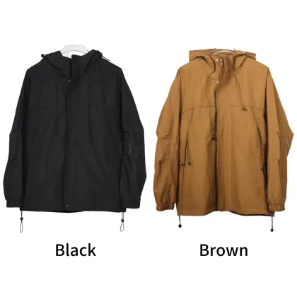 OEM&ODM Men's Black Oversize Cargo Jacket - Windproof Outdoor Casual Unisex Jacket