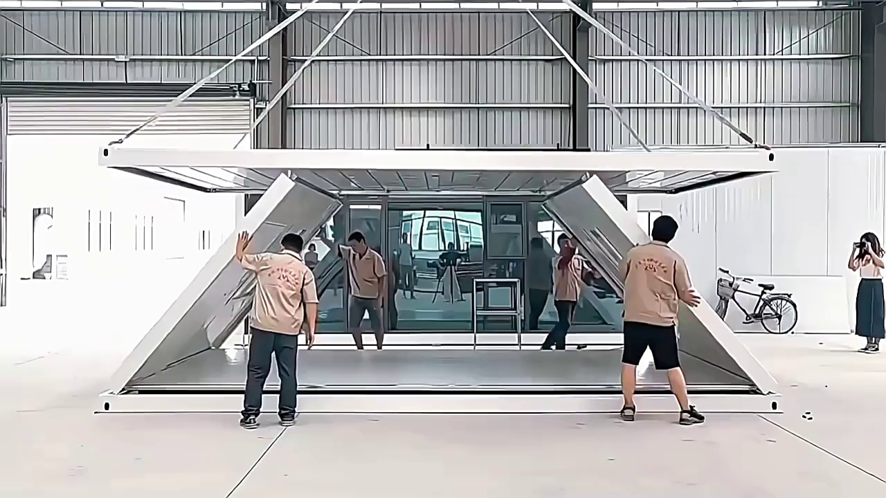 Compact Expandable Folding House for Remote Site Accommodation