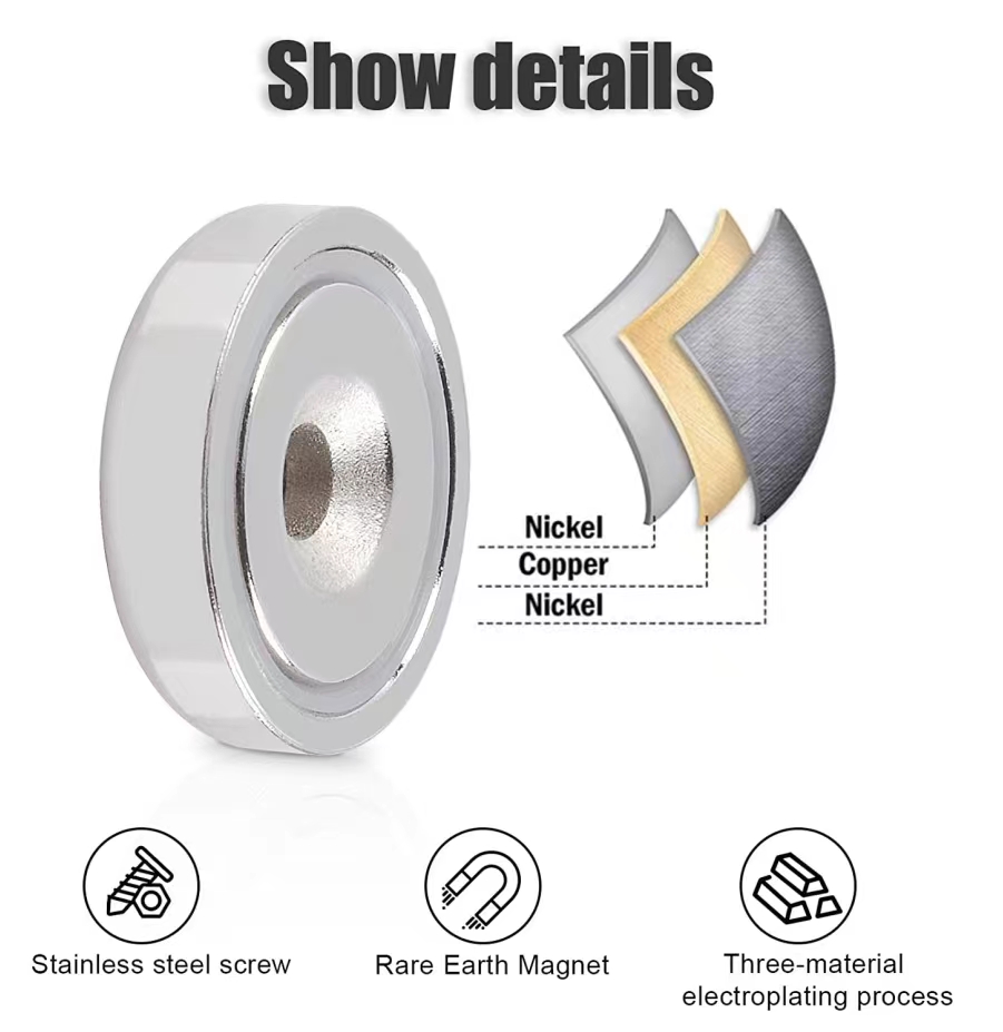 Ímãs de xícara redondo de anel redondo de neodímio 0,6 &quot;d x 0,2&quot; h para porta do armário de armazenamento de ferramentas