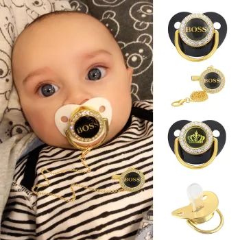 Custom Personalized Luxury Bling Baby Pacifier and Clip Holder