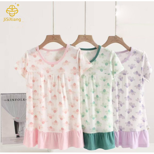 귀여운 소녀 프린트 반소매 드레스