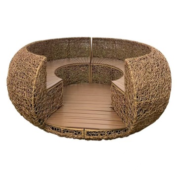 Resort Beach Wood Sofa Cane Rattan Round في الهواء الطلق "ومع ذلك ، لجعلها أكثر ملاءمة وموجزة ، قد تفكر في:" Rattan Round Outdoor Sofa for Resort Beach