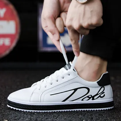 Korean Style High-Top White Sneakers for Men