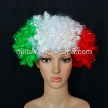 Party Custom flag wig Crazy Football sports Fan Afro Wig FBW-0184