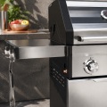 Parrilla a gas propano, 3 quemadores, ventana inoxidable, barbacoa de doble puerta