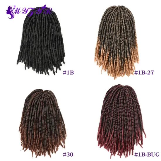 Fluffy Spring Twist Hair Extensions Black Brown Burgundy Ombre Crochet Braids Synthetic Braiding Hair Bomb Nubian Bounce Twist