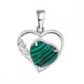 Malachite Love Heart Birthstone Pendant Gemstone Necklaces for Women