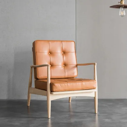 Nordic Modern Leather Lounge Chair for Balcony and Living Room