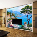 wellyu Custom Wallpaper 3d Large Photo Mural обои Mediterranean Sea Garden Landscape Oil Painting TV Background Wallpaper mural