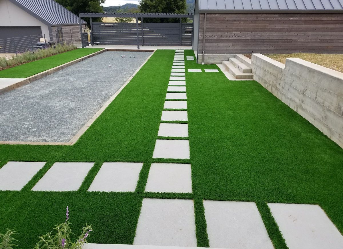 artificial turf and concrete