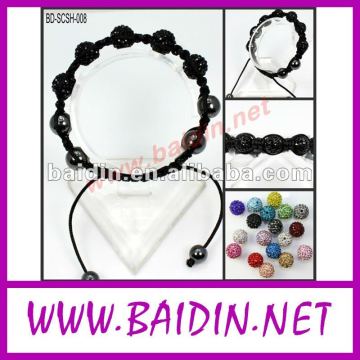 Hip hop shamballa beads bracelet natural stone beads