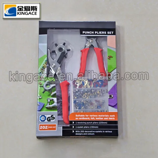 Revolving Punch Pliers and Eyelet Pliers with 200 Decorative Eyelets