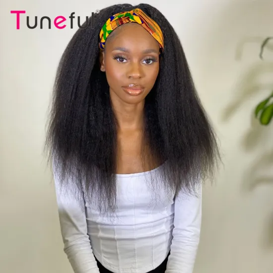 Custom Curly Bundles with Headband Half Wig,Wigs With Headband Attached,Cuticle Aligned Human Hair Headband Wigs for Black Women