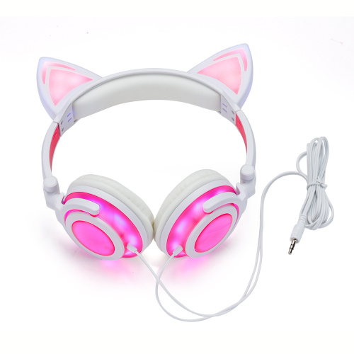 충전식 빛나는 귀여운 고양이 귀 헤드폰