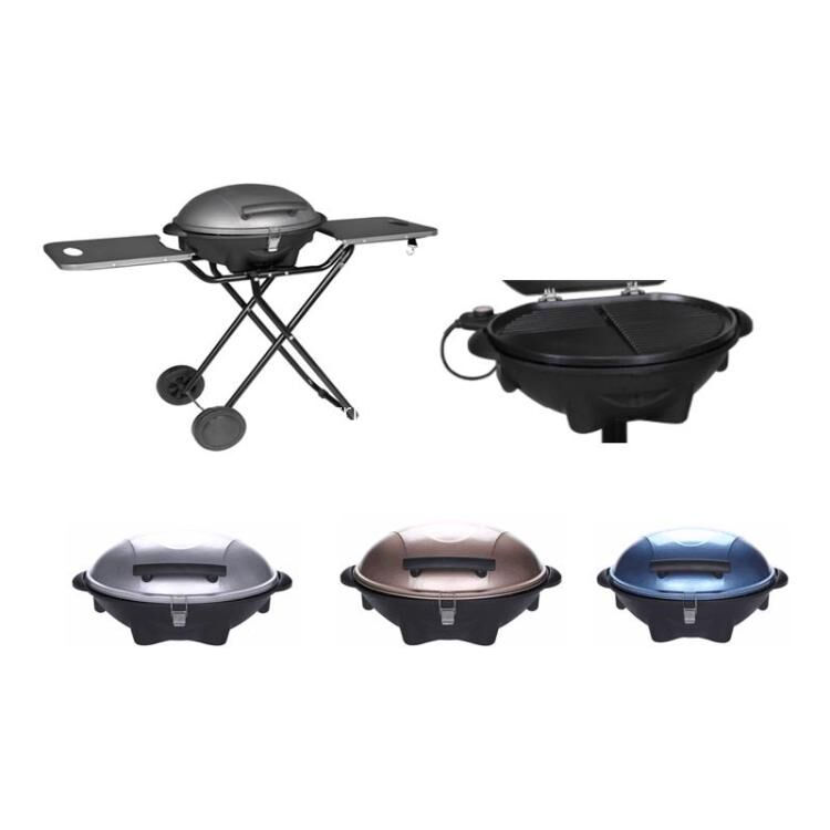 Electric grill with side table detail view