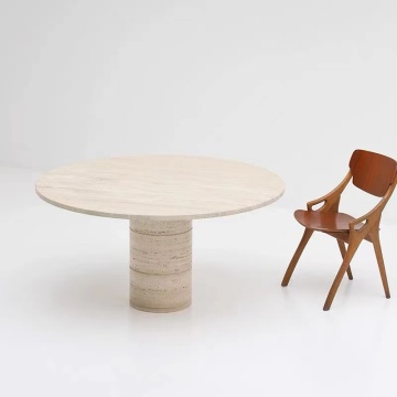 Table à manger ronde en travertin moderne populaire