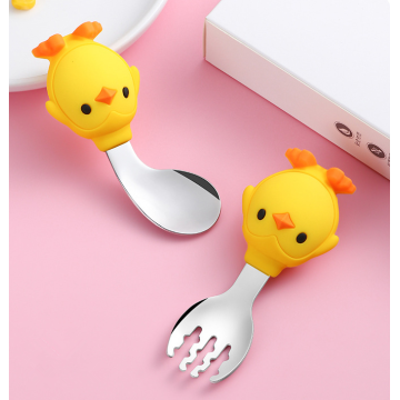 Penguin para niños personalizados Silicona Spoon de acero inoxidable