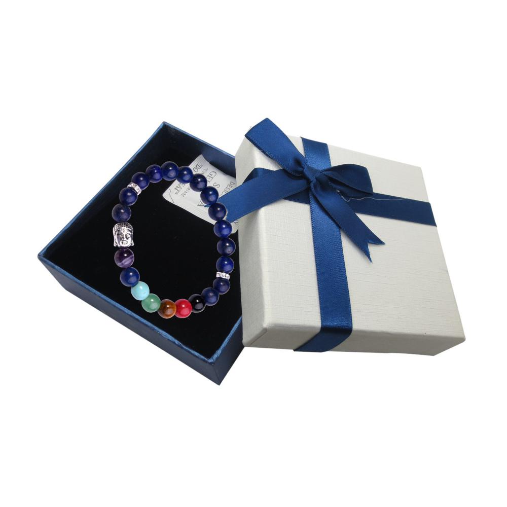 Bracelet Lapis Lazuli Bouddha 7 Bijoux Perles Alliage Chakra