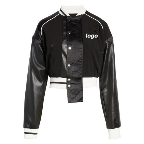 Chaqueta de béisbol de mujer negra corta