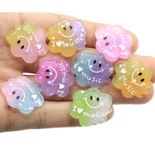 100 pcs / Lot Kawaii Glitter Nuage Forme Planaire Résine Artisanat Flatback pour Scrapbook Diy