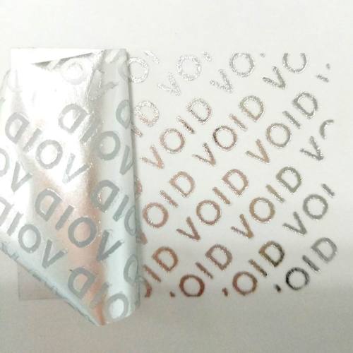 Square Tamper Proof Label silver VOID label material square hidden message Supplier