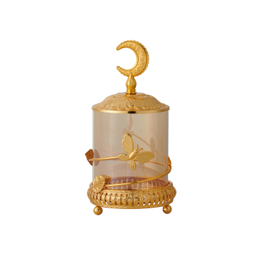 Hot Selling Glass Tea Storage Jar with Fashionable Metal Lid