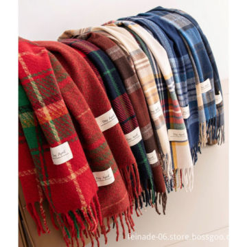 New Autumn Winter Houndstooth Plaid Cashmere Scarf Christmas Shawl